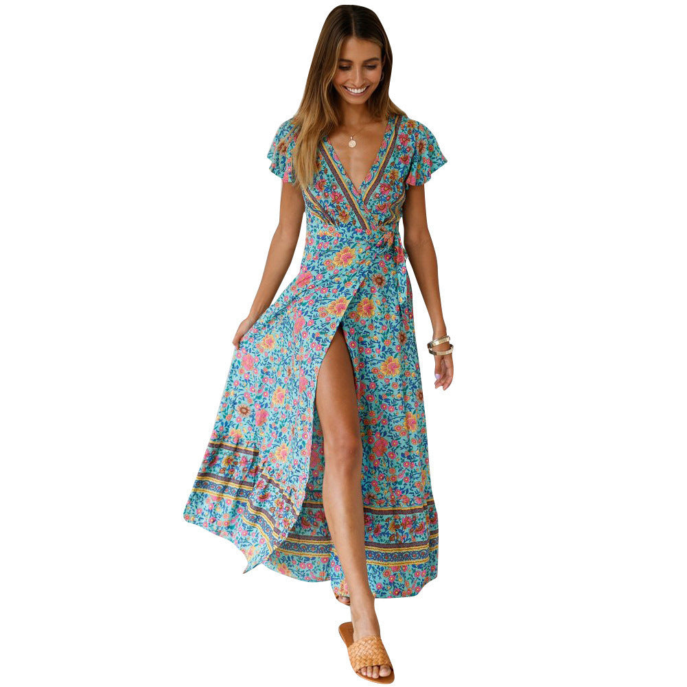 Women's Casual Vacation Print Long Dress