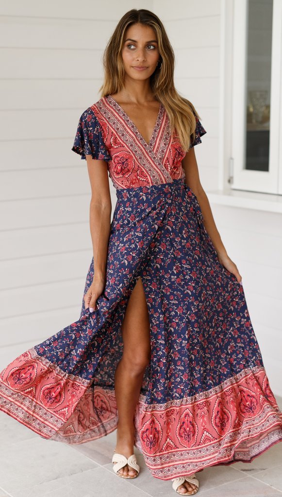 Women's Casual Vacation Print Long Dress