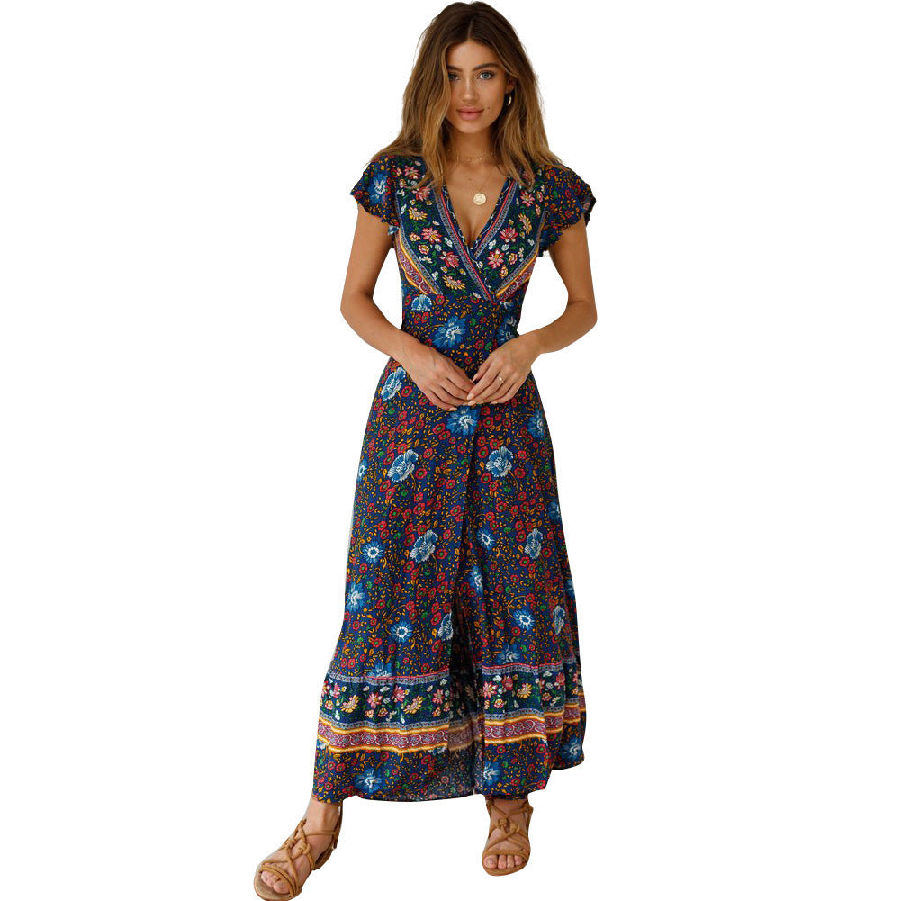 Women's Casual Vacation Print Long Dress